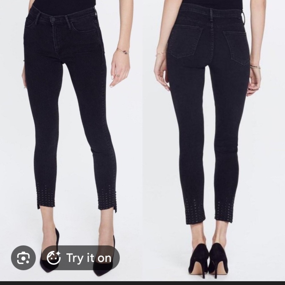 Mother The Stunner Zip Ankle Step Fray Studded